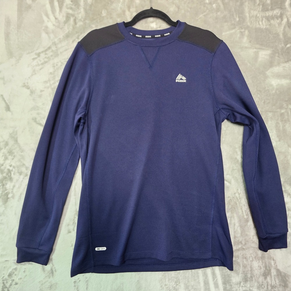 RBX Performance Mens Navy Blue Waffle Knit Long Sleeve Active Top CRM122 M